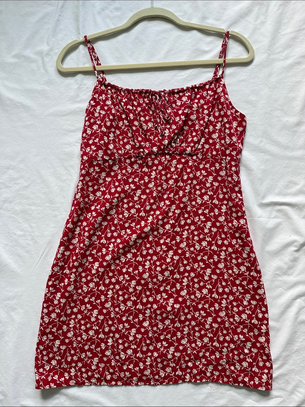 Reformation Abbot Red Floral Mini Dress with Spaghetti Straps